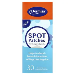 Dermisa Spot Patches, For All Skin Types, 30 Clear Single-Use Hydrocolloid Patches