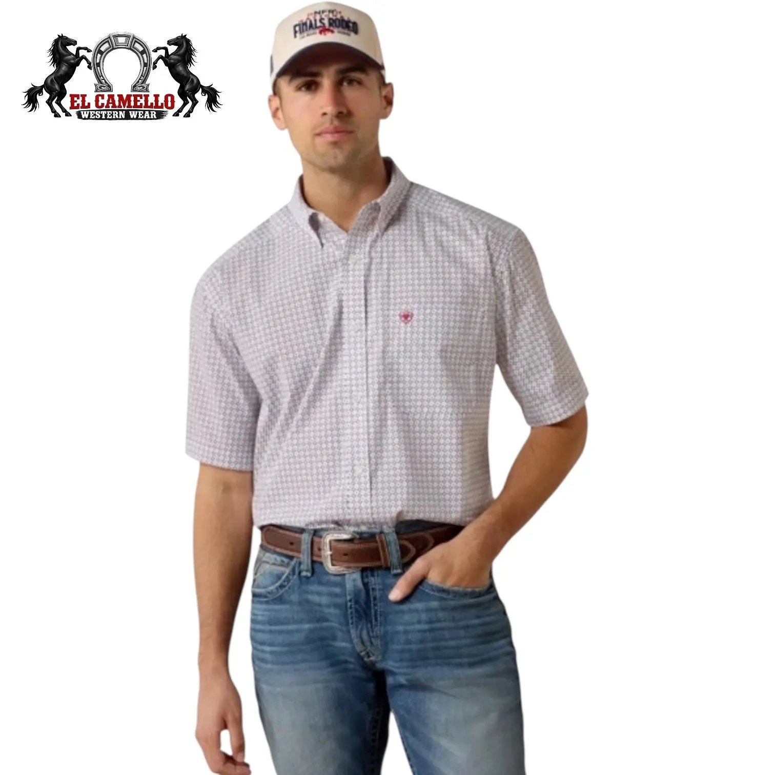 Ariat Britton LS Men’s Western Shirt 10073591 – White Geo Print