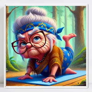 Cartoon Grandma Diamond Art Painting Kit, No Frame Included, Complete Set with Tools, Perfect DIY Craft Gift Idea