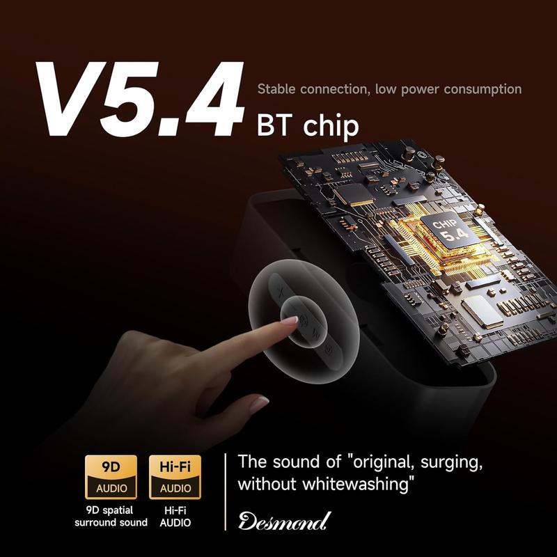 DE413 Portable 5.4 Bluetooth Speaker 9D Surround Sound Hi-Fi IPX5 Waterproof Multi-Mode USB Connection for Computers TVs and Devices