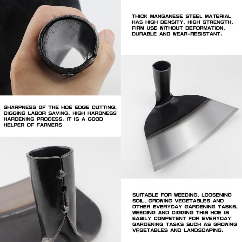 Vaseeka rake Heavy-Duty Carbon Steel Garden Hoe for Weeding & Turf Removal Durable Handheld Tool Metal Construction Ideal for Gardening