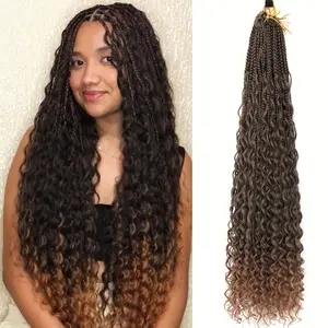 6 Packs 28 Inch Boho Crochet Braids Crochet Boho Box Briads With Curls Boho Crochet Braids Pre looped Goddess Box Braids Crochet Hair For Women