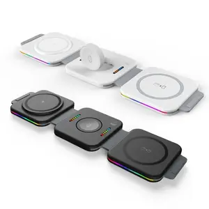 3 in 1 Wireless Magnetic Foldable with RGB LED Charger Plastic Aluminium Plastic Waterproof Waterproof Waterproof TPU