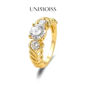UniMoiss Moissanite 1.8ct Laurel Braided Vine Ring Silver-Plated Birthday Wedding Engagement Anniversary Valentine's Day Daily Wear