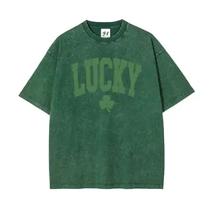 Unisex “LUCKY”Vintage Shamrock Vintage Washed T-Shirt   – St. Patrick’s Day Graphic Tee