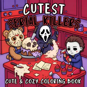 Cutest Serial Killers: A Spooky Cute Horror Parody Coloring Book for Adults Filled with Cozy Crime Scenes, Adorable Slashers and Dark Humor