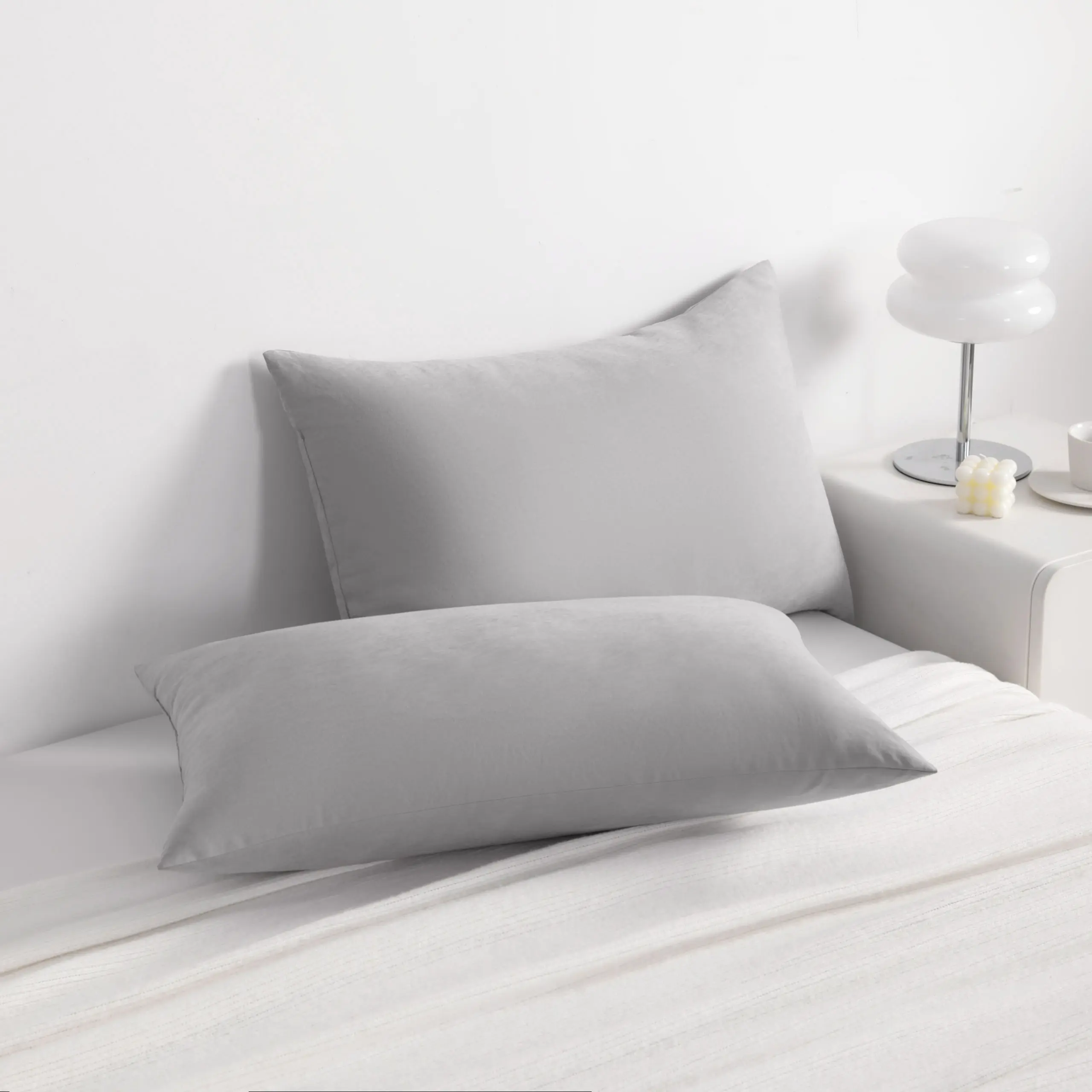 NTBAY Down Alternative Bed Pillows, 2 Pack Soft Low Loft Sleeping Pillows