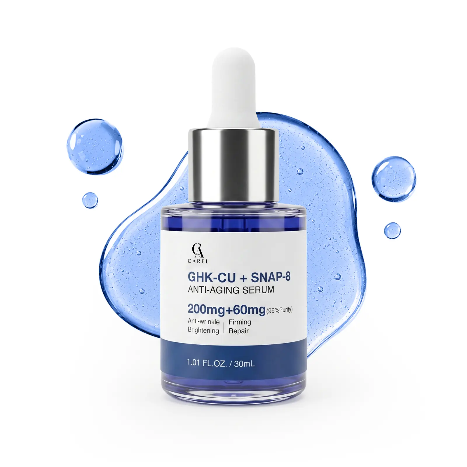 CAREL GHK-CU + SNAP-8 Peptide Anti-Aging Serum | Wrinkle-Smoothing, Firming & Brightening Serum for Fine Lines, Skin Elasticity, Deep Hydration & Youthful-Looking Skin | Suitable for Sensitive Skin & All Skin Types