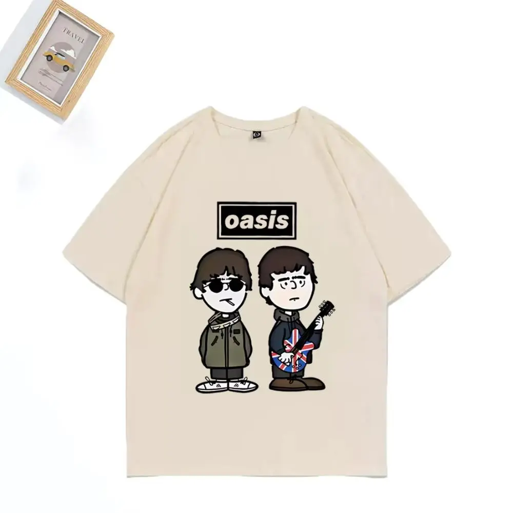Oversized Graphic T-Shirt for Women, Baggy 100% Cotton Oasis Print Streetwear Top with Short Sleeves, Shortsleeve, Tshirt, Loose-Fit, Ootd Ideas, All Seasons, Clothes, Machine Wash
