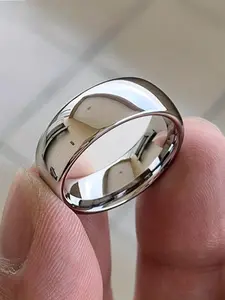 Simple Plain Stainless Steel Promise Ring for Him, Fashion Male Accessories As Valentines Gift for Boyfriend, Matching Vintage Rings Jewelry for Streetwear, Statement Ring