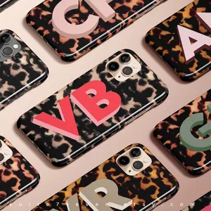 Tortoise Shell Monogram Phone Case, Phone 13 Case, Phone 15 Case, Phone 14 Case, Big Initials, Personalized Case, iPhone 15 Pro Max Case