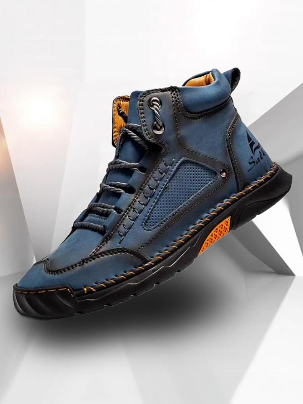 Men's Outdoor Lightweight Hiking Boots, Casual Sporty Lace Up Boots for Outdoor Activities, Fashionable Western Cowboy Style Shoes for Daily Wear