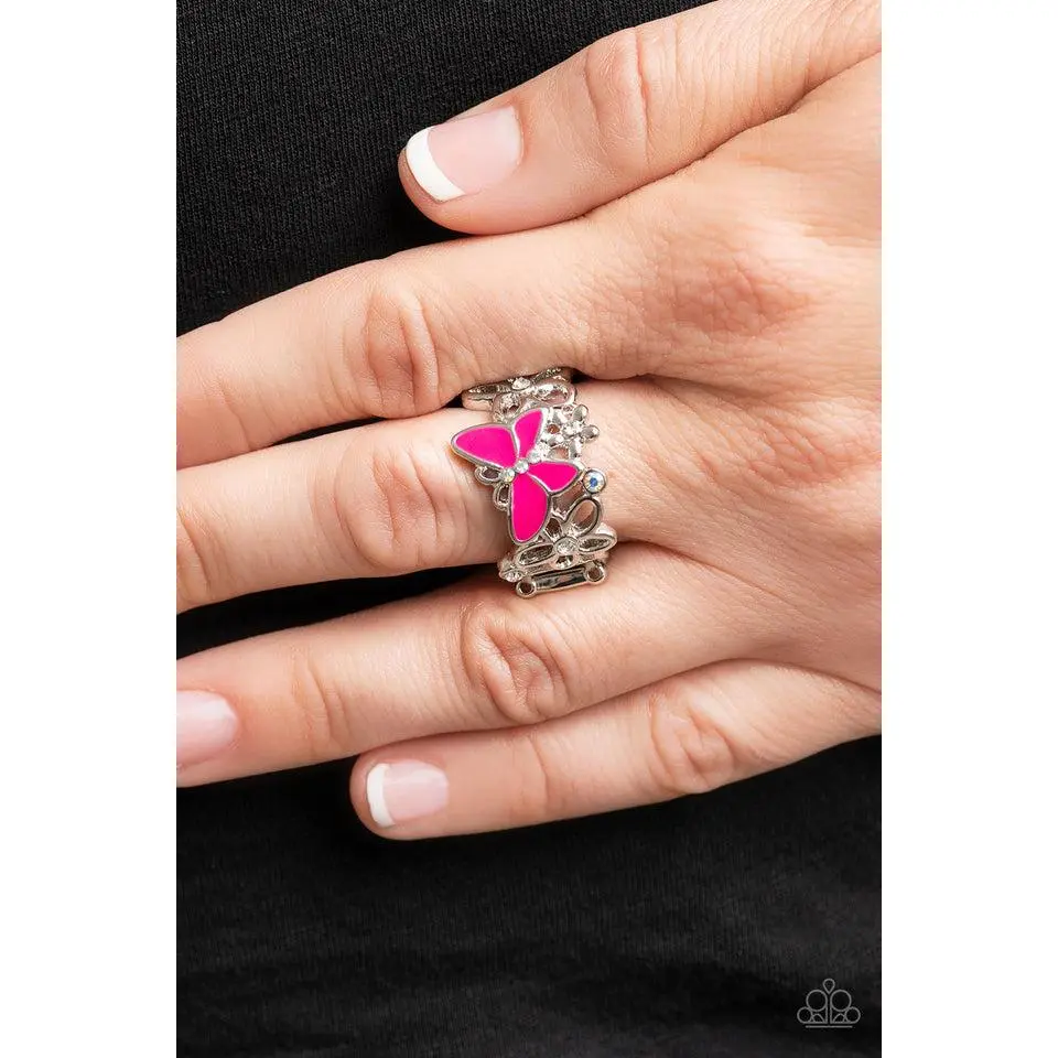 Paparazzi All Fluttered Up Pink Butterfly Ring