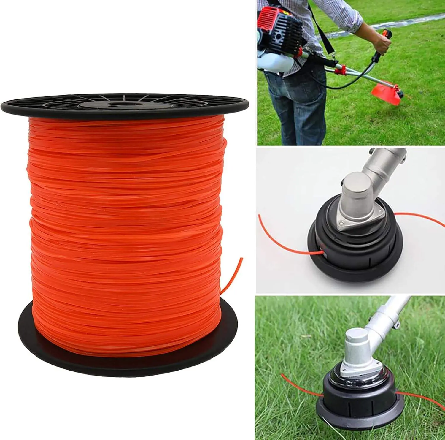 String Trimmer Line Weed Eater String 0.095 inch 328ft for Lawn Care, Premium Nylon Universal 2.4mm Nylon Weed Wacker Line, Heavy Duty Orange Replacement String