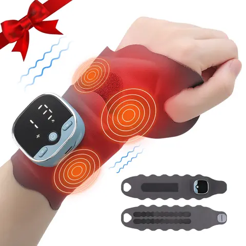 Heated EMS Pulse TENS Hand Massager with Targeted Wrist Care, 9 Intensity Levels, 5 Modes, USB Recharge, One Size, Relaxing Gifts for Office Adults, Carpal Tunnel Relief, Portable Electric Support, Lotion Compatible, Ems+Heat Therapy, Circulation Boost