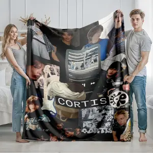 CORTIS Band: A flannel blanket themed around music and life snapshots - a seasonal flannel blanket suitable for sofas and beds, super soft and comfortable, with a modern design, digital printed pattern, 100% polyester material, machine washable
