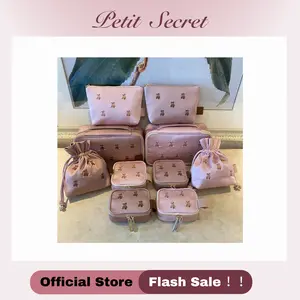 TikTok Viral Bear Embroidery Makeup Bag - Cute Cosmetic Organizer Pouch, Multiple Sizes for Travel & Daily Use (Perfect Gift for Women & Teens)"