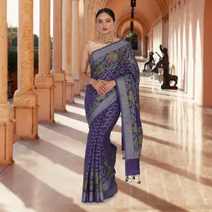 Purple color Soft khaddi Georgette banarasi sari