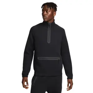 Men's Nike Sportswear Tech Fleece 1/2-Zip Menswear Sweatshirt - Polyester, Cotton, Elastic Sleeves, Thin, Relaxed Fit, Athletic Design with Pocket