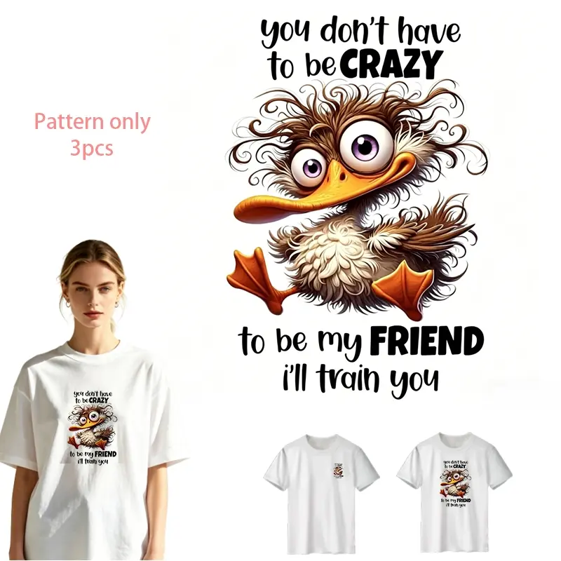 Cute Duck Pattern DTF Heat Transfer Vinyl, Creative Design for T-shirts, Jeans, Hoodies, Backpacks, Durable PVC Material, Washable DIY Iron-on Decal, Fashion Accessories, Pattern Only