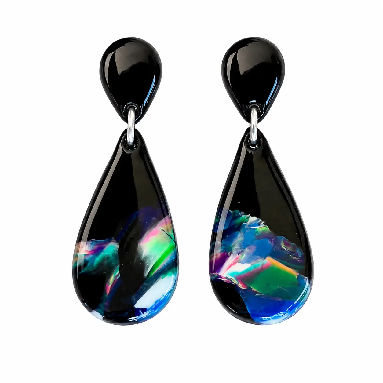 Becca Black Multi Polymer Clay Earrings – Hypoallergenic Statement Drops