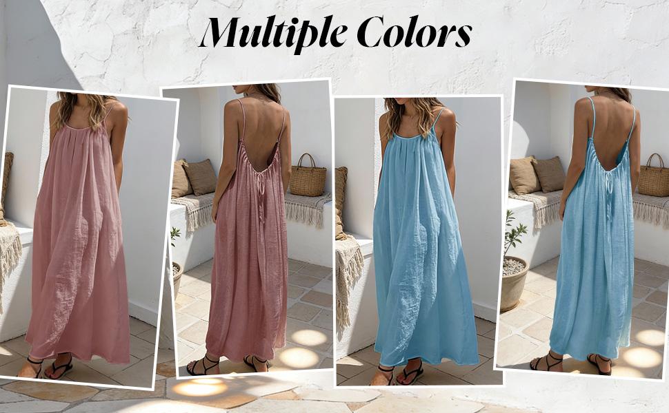 2026 New Color Backless Cami Dress Backless Dress House Dress for Women Sleeveless Long Cami Lounge Dress Backless for Indoor Summer Wear