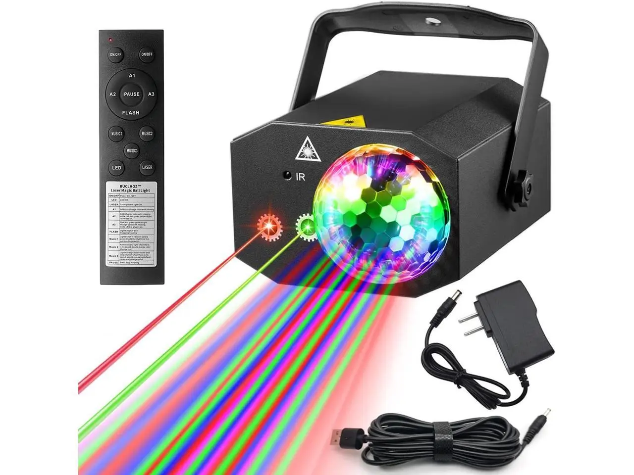 Sound Activated Party Lights Dj Disco Ball Light with Pattern Projection, RGB Colored Strobe Stage Lighting for Parties Indoor Dance Birthday Rave Bar Karaoke Christmas Wedding Show Club