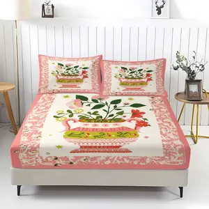 Maximalist Rococo Fitted Sheet,Colorfast,Including 1 Bed Sheet and 2 Pillowcases ，Perfect for Kids Teens Adults, Ideal Gift for Housewarming Birthday
