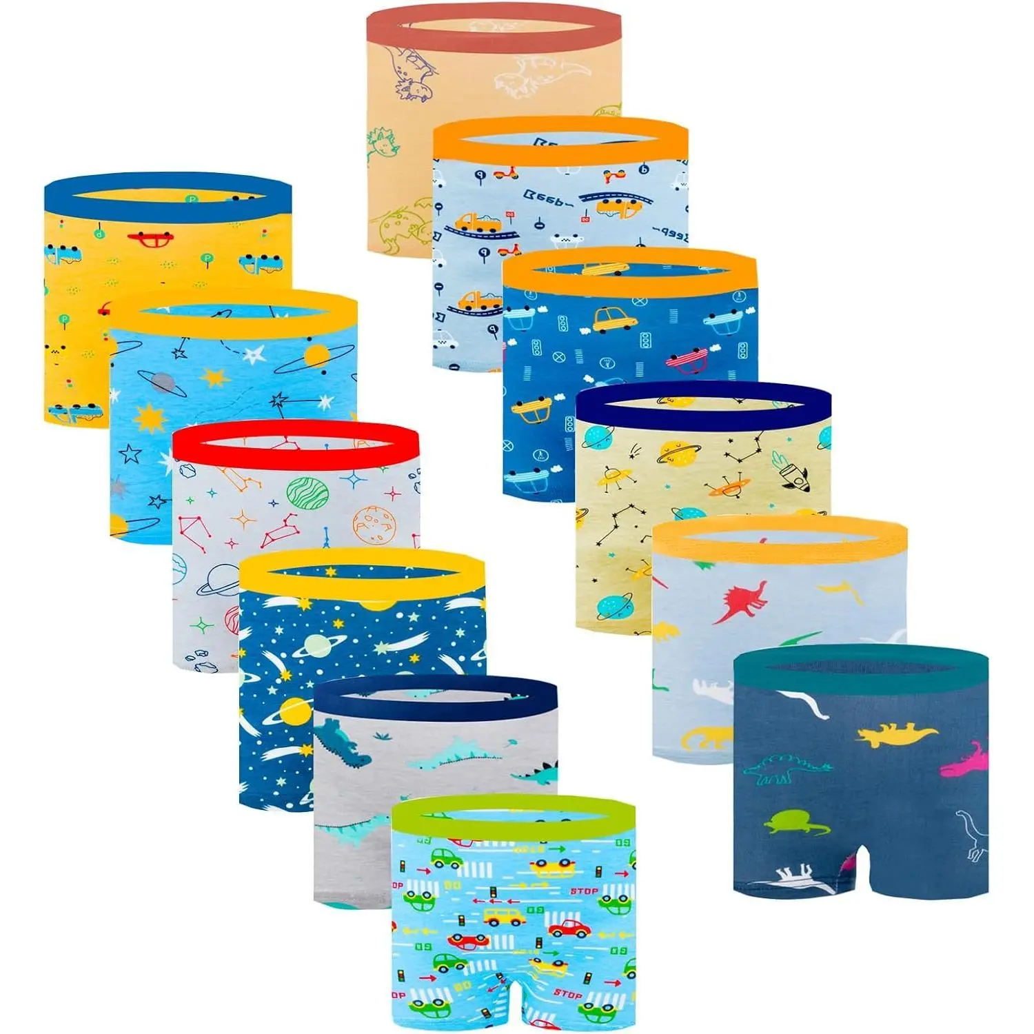 KF5-UWA11 Boys Boxer Shorts Boy Underwear Cotton,2-13 Years,12 Pack, 4 - 5 Years, 5% Spandex, 7-9 Years