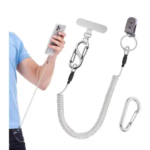 Phone Tether with Carabiner Clip and 360? Tether Tab, Cell Phone Tether Lanyard with Retractable