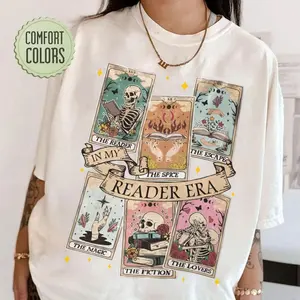 Comfort Colors® The Reader Tarot Card Shirt, Skeleton Reading Shirt, Unisex Tarot Card Shirt, Book Lover Gift, Bookish Gift,Tarot Lover Gift, Classic Cuts, Always On Point, Go-To Outfit, No Thinking Needed