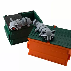 Articulating Mini Racoon & Dumpster - Home Decor - Office Gift statue figurine