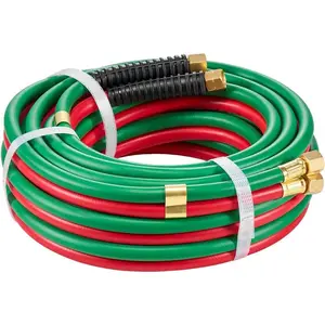 VEVOR Oxygen Acetylene Hose, 1/4-Inch x 25FT Oxy Acetylene Hose with 9/16"-18 B Fitting, 300PSI T Grade Welding Cutting Torch Twin Hose, Compatible with Oxygen, Acetylene, Propane and Other Fuel Gases