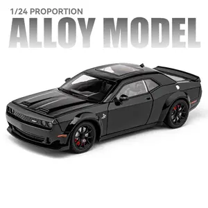 1/24 Alloy Die-casting Hellcat Sports Car Model Simulation Sound and Light Pull Collection for Boys Toys Birthday Holiday Gifts