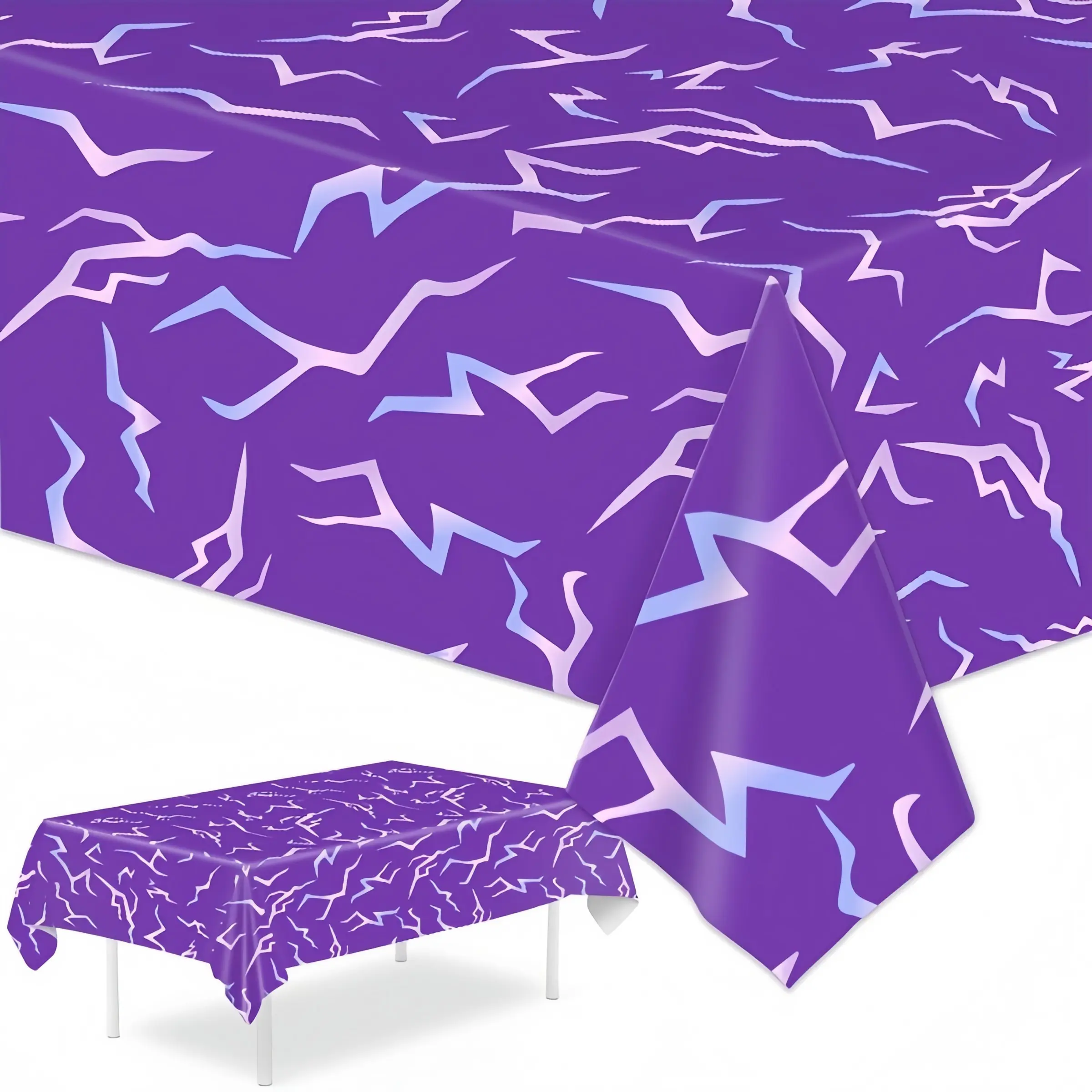 Lightning Crack Party Tablecloth, Waterproof Disposable Spill-Proof Table Cover, Overlay Table Cover, Party Decoration Supplies, Decorations Supplies, Party Accessories, Perfect Gift for Weddings Birthdays Graduations New Year Christmas