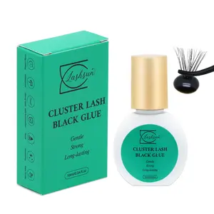 10ml Cluster Lash Black Glue 3s Fast Drying Strong Hold Long Lasting for 2 Weeks, Black Eyelash Clusters Glue for DlY Lash Extensions, Waterproof&No lrritation Eyelash Adhesive for Using at Home.