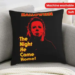1pc 18x18 Inch Vintage Horror Movie Themed Throw Pillow Cover, Double-Sided Print, Soft Polyester with Zipper Closure and Machine Washable Function