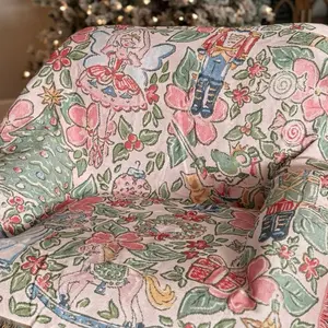 Audrey Laine Co. Nutcracker in Bloom Woven Blanket 54"x60" Floral Design with Fringe Edges for Holiday Home Decor