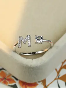 Heart & Letter Design Cuff Ring, Alphabet Design Ring, Adjustable Open Ring, Adjustable Opening Stackable Ring Gift for Women & Girls