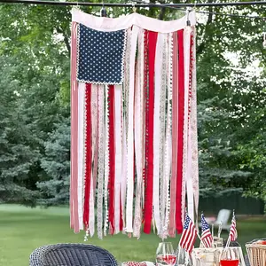 4th of July Decorations - Memorial Day Decor - 4 x 2.3 Ft Rag American Flag Banner for Home Party Supplies - Fourth of July Independence Day Accessories for 250th Anniversary Celebration Indoor Outdoor Decoration