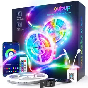 50 FT LED Strip Lights,Bluetooth LED Lighting for Bedroom, Color Changing Light Strip with Music Sync, Phone Controller and IR Remote(APP+Remote +Mic)