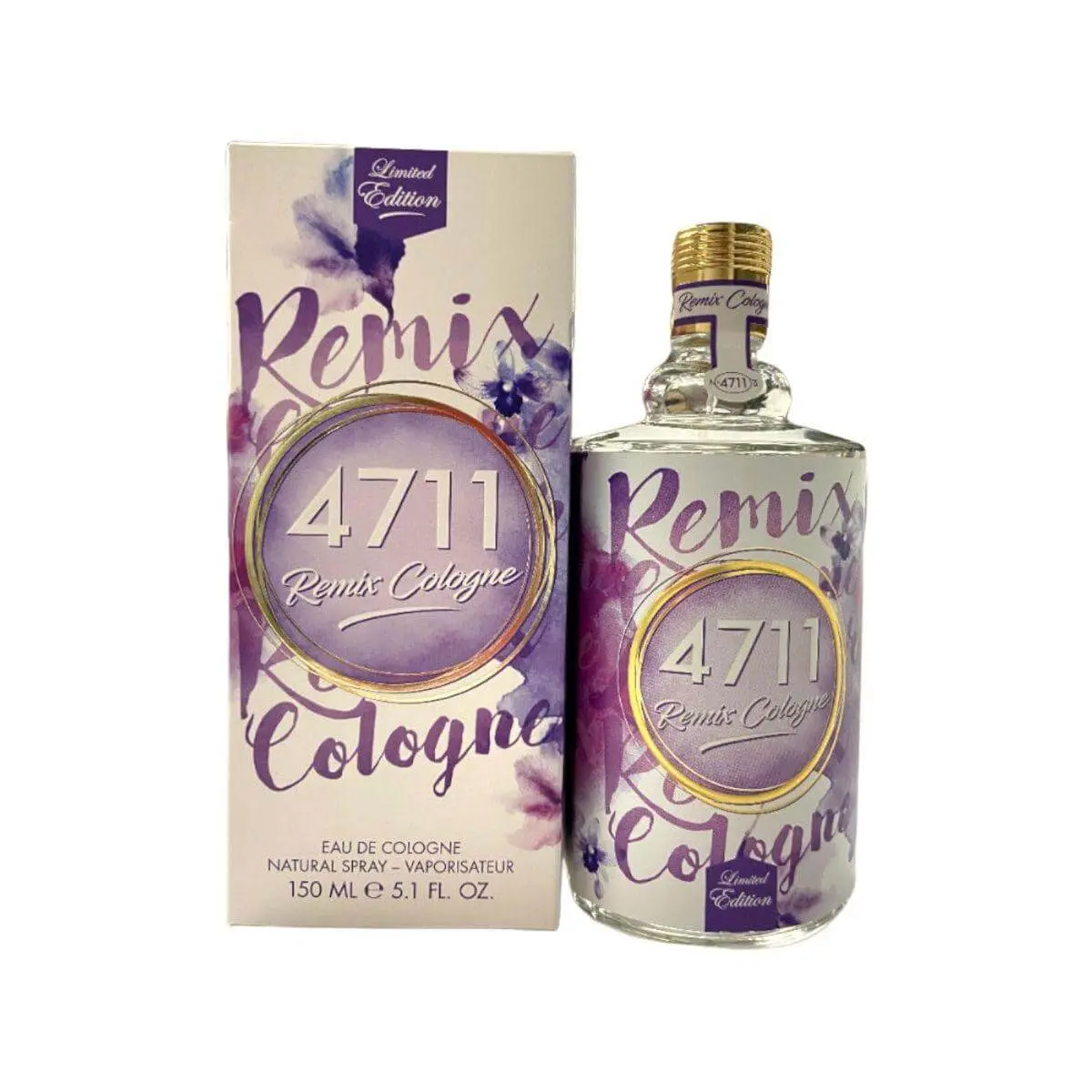 4711 Remix Lavender Limited Edition Unisex Fragrance EDC Cologne - 5.1 fl oz, New In Box, Non-Toxic, Aromatic Floral Musk Finish, Stimulating Scent with Bergamot, Mate, Freesia, Hibiscus Seed, Iris, Citrus Notes