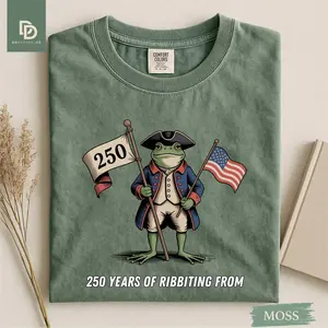 Comfort Colors Retro USA 250 Funny Frog Shirt, America 250 T-Shirt, Independence Day Shirt, Celebrate 250th Anniversary, Patriotic Frog Tee