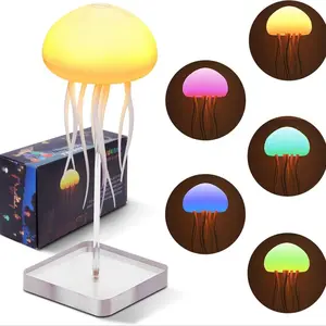 LED Jellyfish Night Light with Base, 1 Count Floating Jellyfish Lamp with Dancing Legs, RGB Gradient Lighting Jellyfish Bedside Lamp, Decoration Party Gift for Friends, Adults Bedroom Accessories