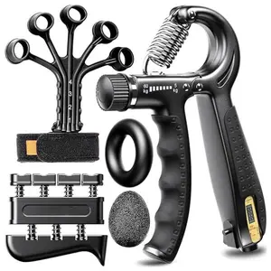 5 PCS Grip Strengthener Workout Kit, Forearm Grip Adjustable Resistance Hand Gripper, Finger Exerciser, Stress Relief Grip Ball, Home Gym