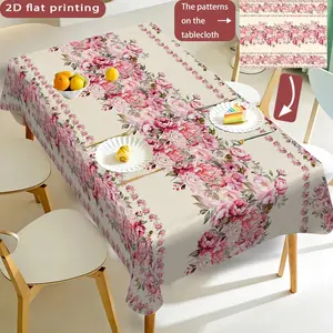 Floral Print Tablecloth, Polyester Fabric, Ideal for Kitchen Dining, Outdoor Activities, Picnics, Garden Parties
