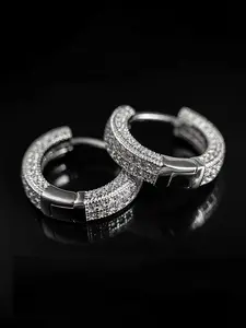 Men's Hip Hop Style Rhinestone Decorated Hoop Earrings, Fashion Jewelry for Party, Daily Clothing Decor, Trendy All-match & Exquisite Jewelry for Birthday Gift, Versatile Earrings