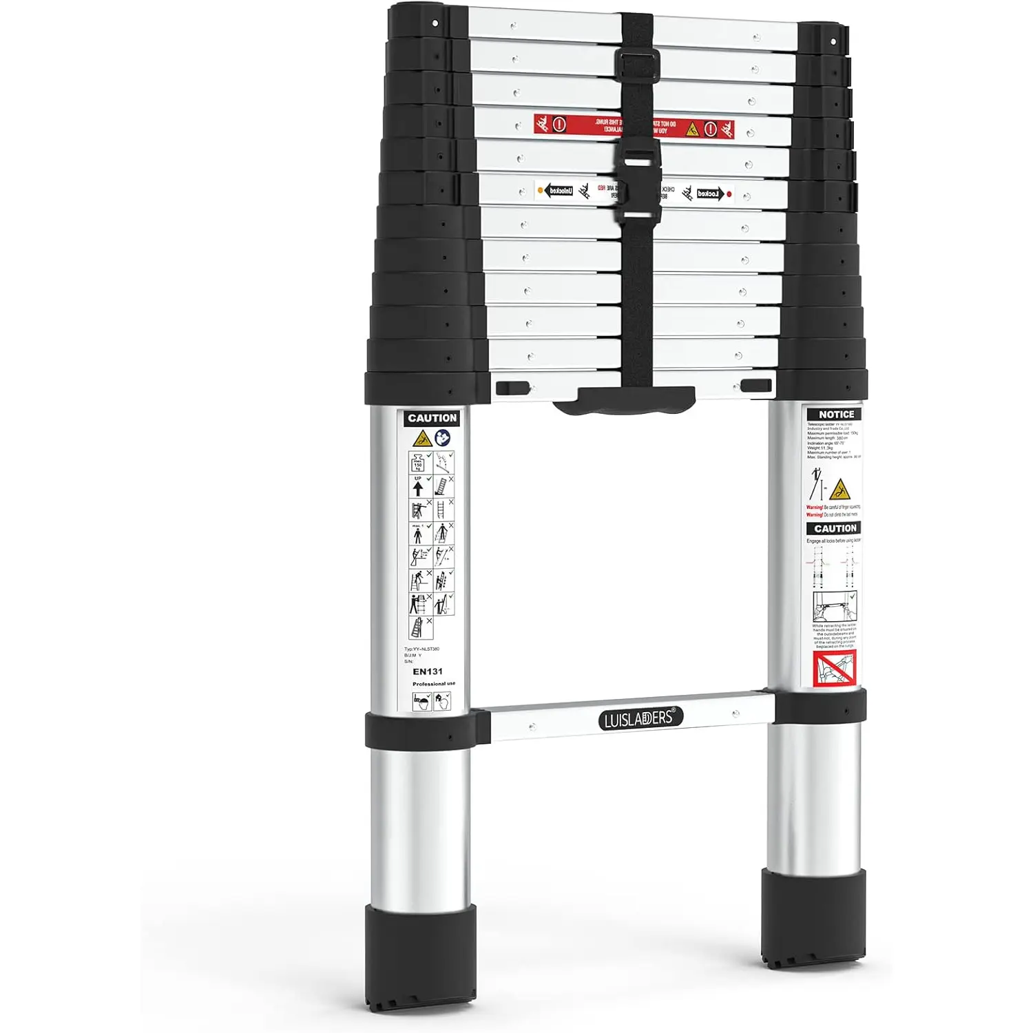 LUISLADDERS Telescoping Ladder 12.5Ft Lightweight Aluminum Extension ...