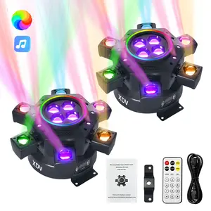 XDV 150W 6 Arms Moving Head DJ Light, RGBW Stage Light with DMX-512 & Sound Active – Perfect for Parties, Weddings & Events