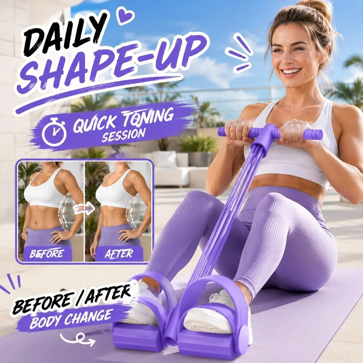 6-Tubes Tension Rope, Portable Pedal Resistance Trainer, Elastic Pedal Puller Resistance Band, Abdominal Exercise Equipment, Abdominal Workout Gear, Leg Stretching Slimming, At-Home Full Body Workout Tool